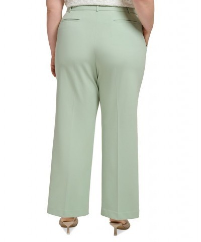 Plus Size Mid-Rise Wide-Leg Pants Green $59.50 Pants