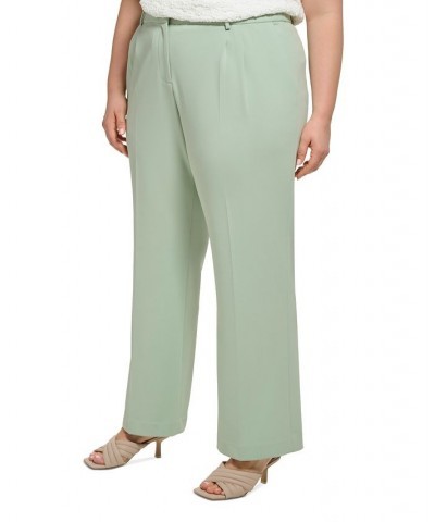 Plus Size Mid-Rise Wide-Leg Pants Green $59.50 Pants