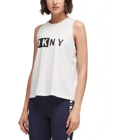 Women's Two-Tone Split-Logo Tank Top White $14.41 Tops