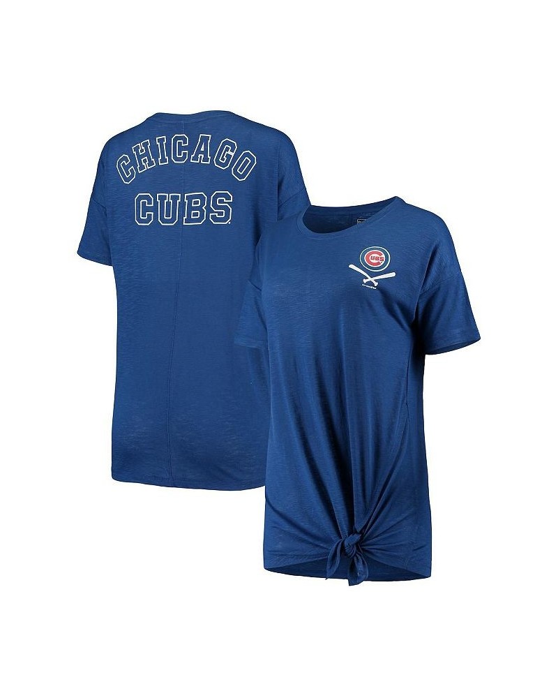 Women's Royal Chicago Cubs Slub Jersey Scoop Neck Side Tie T-shirt Royal $18.92 Tops