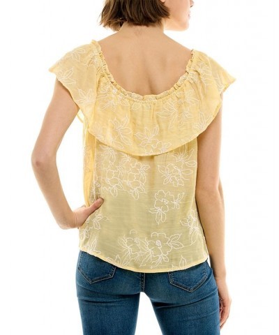 Juniors' Off-The-Shoulder Ruffled Embroidered Top Color4 $25.48 Tops