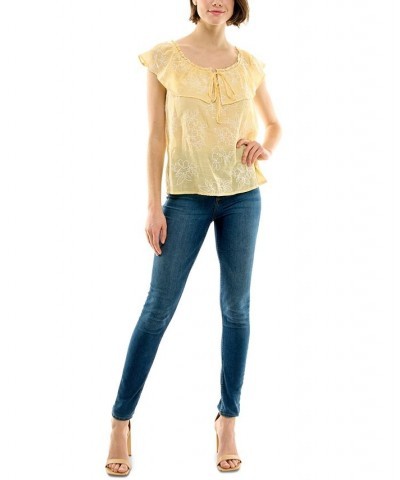 Juniors' Off-The-Shoulder Ruffled Embroidered Top Color4 $25.48 Tops