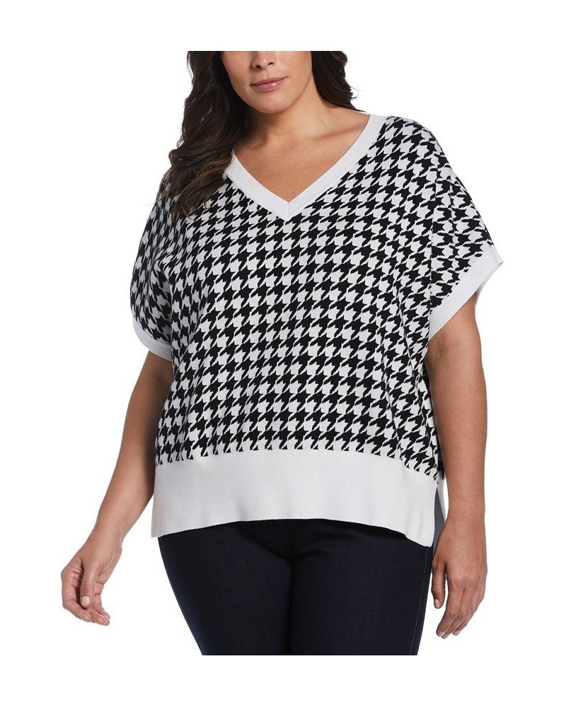 Plus Size Houndstooth Vest Sweater Black $46.28 Sweaters