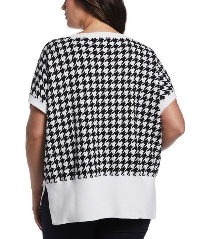 Plus Size Houndstooth Vest Sweater Black $46.28 Sweaters