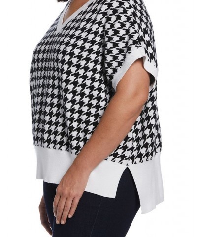 Plus Size Houndstooth Vest Sweater Black $46.28 Sweaters