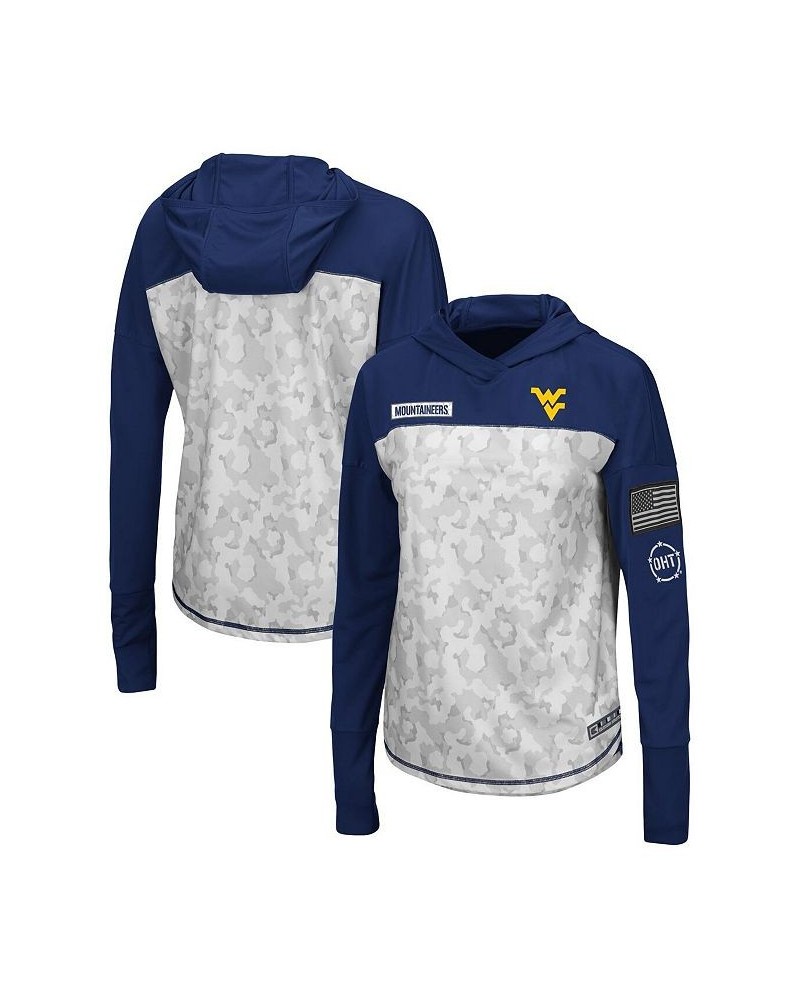 Women's West Virginia Mountaineers OHT Military-Inspired Appreciation Mission Arctic Camo Hoodie Long Sleeve T-shirt $28.04 Tops