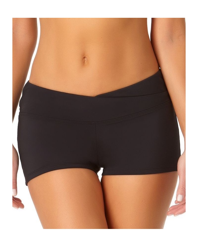 Women's Twist-Front Shorty Bikini Bottoms Black $33.28 Swimsuits