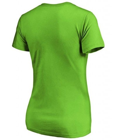 Women's Neon Green Seattle Seahawks Team Color Victory Script V-Neck T-shirt Neon Green $14.52 Tops