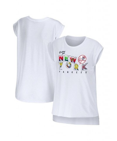 Women's White New York Yankees Greetings From T-shirt White $23.00 Tops