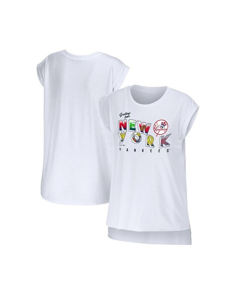 Women's White New York Yankees Greetings From T-shirt White $23.00 Tops