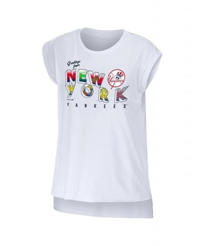 Women's White New York Yankees Greetings From T-shirt White $23.00 Tops