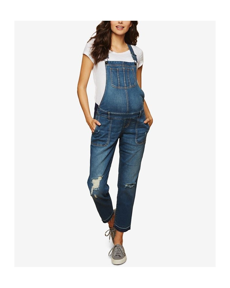 Motherhood Maternity Side Panel Letdown Hem Maternity Overalls Medium Wash $31.68 Jeans