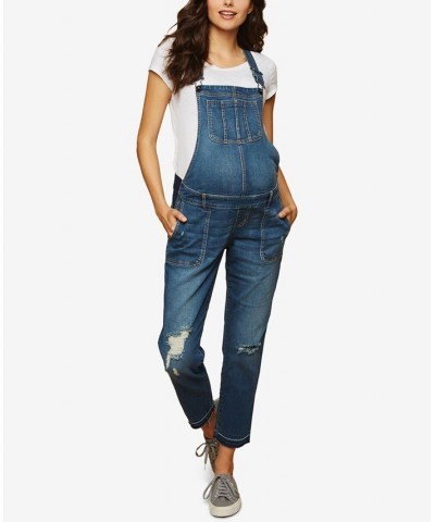 Motherhood Maternity Side Panel Letdown Hem Maternity Overalls Medium Wash $31.68 Jeans