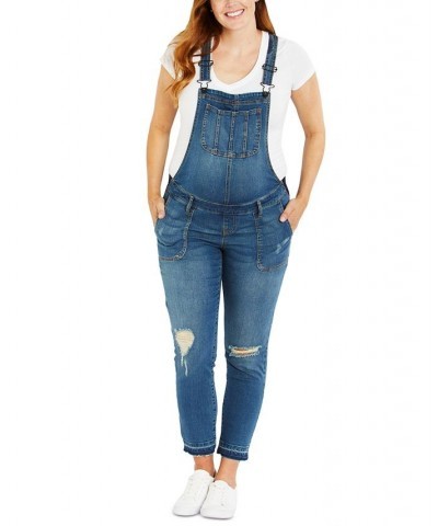 Motherhood Maternity Side Panel Letdown Hem Maternity Overalls Medium Wash $31.68 Jeans