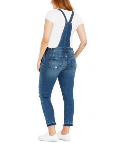 Motherhood Maternity Side Panel Letdown Hem Maternity Overalls Medium Wash $31.68 Jeans