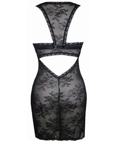 Women's Stretch Lace Racer Back Chemise Lingerie Black $32.40 Lingerie