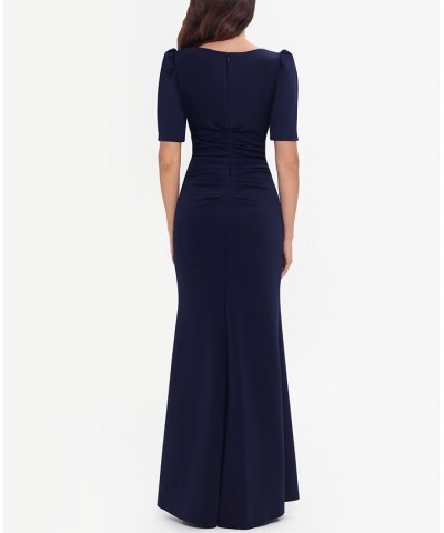 Ruched A-Line Gown Blue $85.41 Dresses