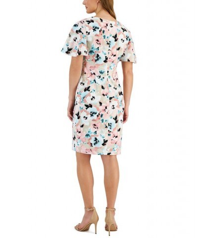 Women's Floral-Print Scuba Crepe Sheath Dress Tutu Pink Multi $35.39 Dresses