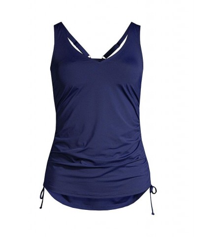 Women's Petite Adjustable V-neck Underwire Tankini Swimsuit Top Adjustable Straps Deep sea navy $46.48 Swimsuits