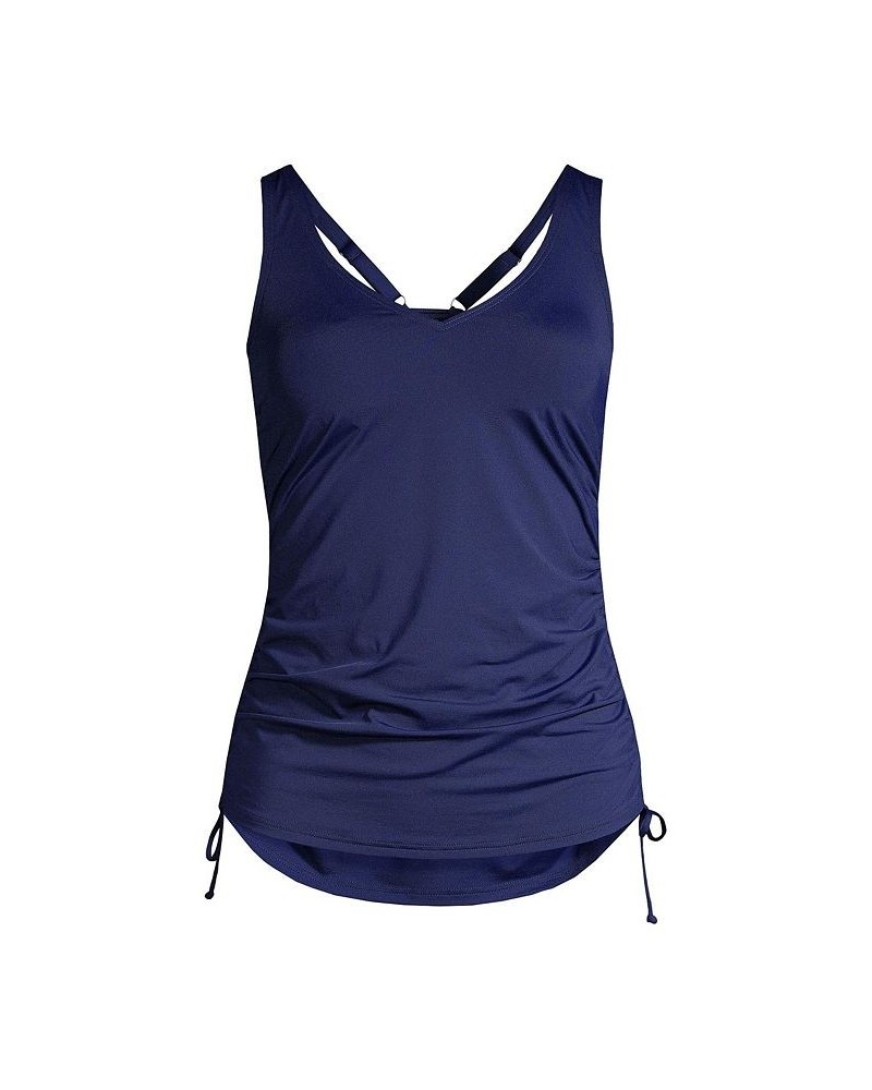 Women's Petite Adjustable V-neck Underwire Tankini Swimsuit Top Adjustable Straps Deep sea navy $46.48 Swimsuits