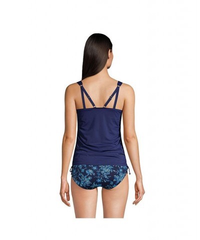 Women's Petite Adjustable V-neck Underwire Tankini Swimsuit Top Adjustable Straps Deep sea navy $46.48 Swimsuits