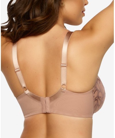 Women's Lotus Embroidered Unlined Underwire Bra Brown $16.09 Bras