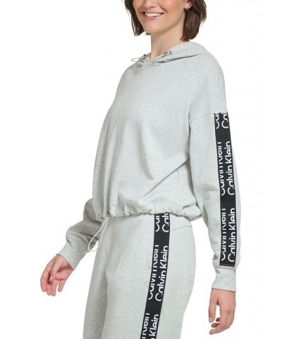 Calvin Klein Women's Performance Logo-Tape Bungee-Hem Top Stratus Heather $18.29 Tops