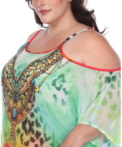 Plus Size Sheer Maxi Caftan Red $39.60 Tops