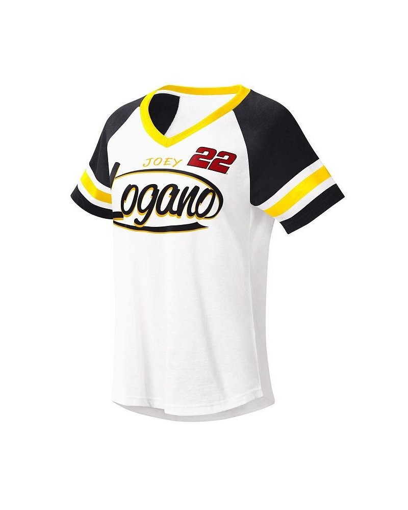 Women's White Black Joey Logano Circus Catch V-Neck T-shirt White, Black $21.99 Tops