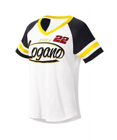 Women's White Black Joey Logano Circus Catch V-Neck T-shirt White, Black $21.99 Tops