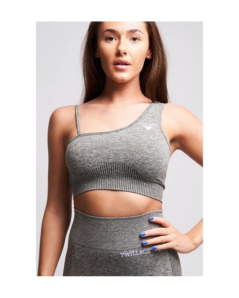 Women's Marcella Recycled Asymmetric Sports Bra - Petrol Marl Grey $28.60 Bras