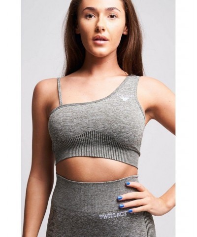 Women's Marcella Recycled Asymmetric Sports Bra - Petrol Marl Grey $28.60 Bras