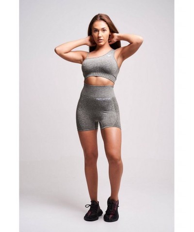 Women's Marcella Recycled Asymmetric Sports Bra - Petrol Marl Grey $28.60 Bras