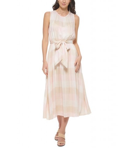 Women's Check-Print Sleeveless Midi Dress Petal Multi $73.71 Dresses