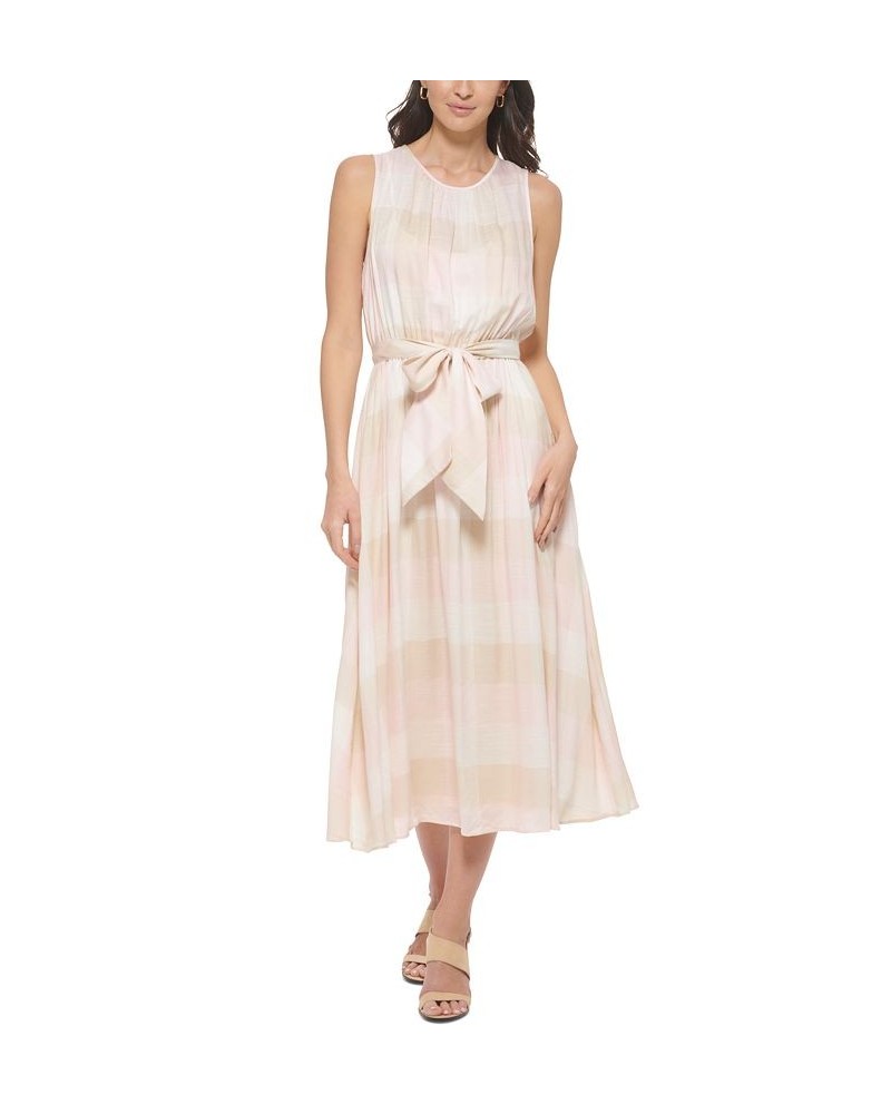 Women's Check-Print Sleeveless Midi Dress Petal Multi $73.71 Dresses