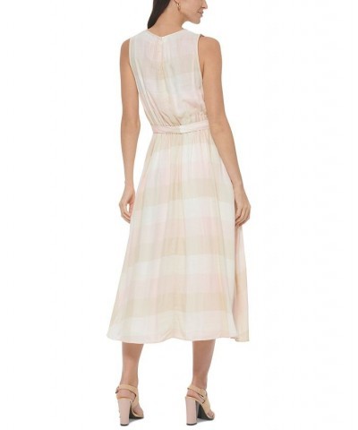 Women's Check-Print Sleeveless Midi Dress Petal Multi $73.71 Dresses