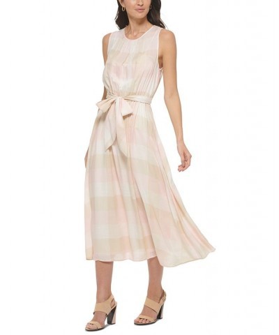 Women's Check-Print Sleeveless Midi Dress Petal Multi $73.71 Dresses