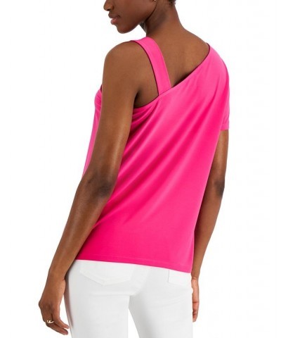 Asymmetrical Flutter-Sleeve Top Pink $28.98 Tops