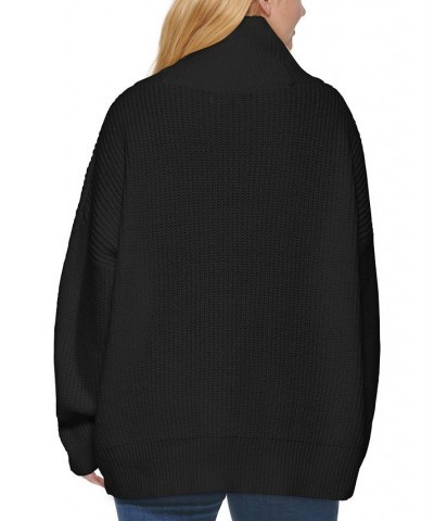 Trendy Plus Size Oversized Turtleneck Sweater Black $18.01 Sweaters