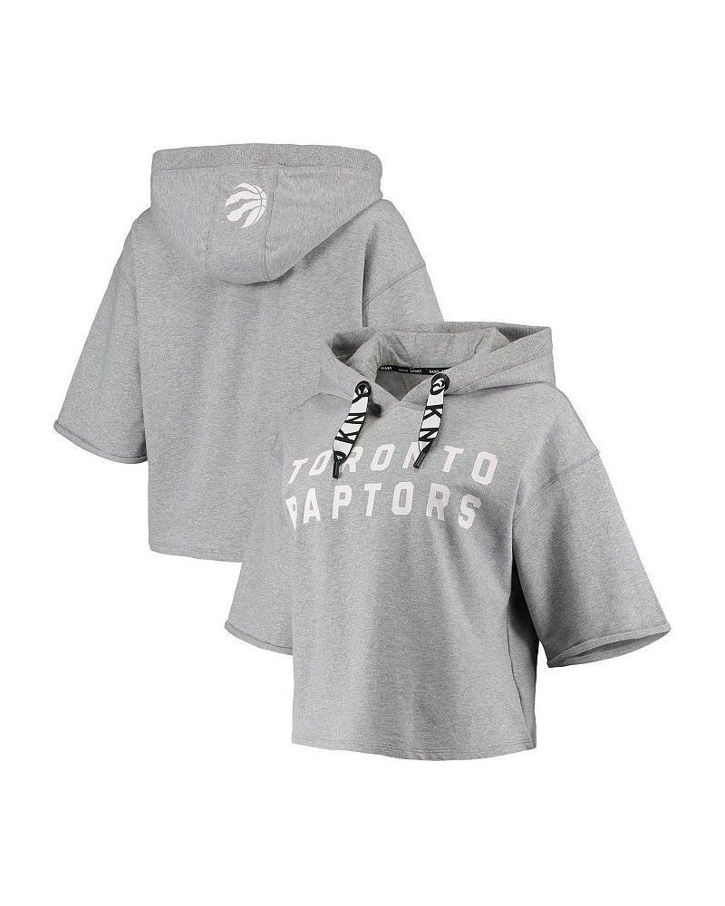 Women's Gray Toronto Raptors Emma Cropped Pullover Hoodie Gray $36.56 Sweatshirts