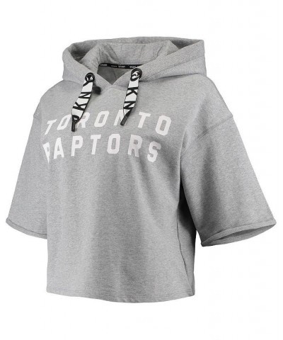 Women's Gray Toronto Raptors Emma Cropped Pullover Hoodie Gray $36.56 Sweatshirts