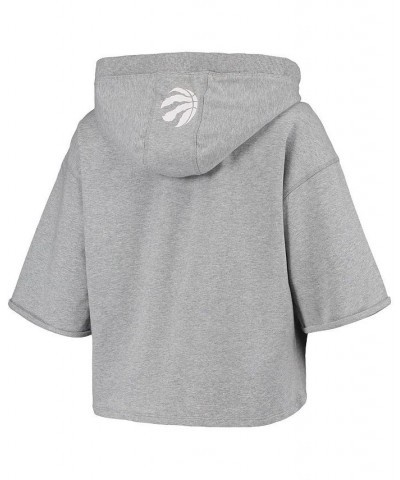 Women's Gray Toronto Raptors Emma Cropped Pullover Hoodie Gray $36.56 Sweatshirts