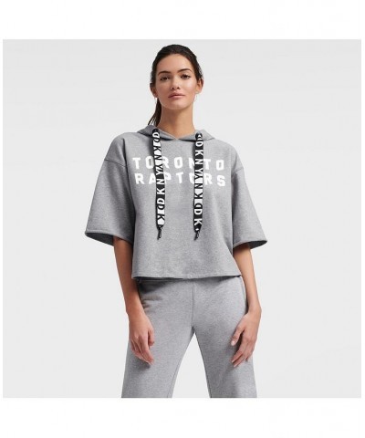 Women's Gray Toronto Raptors Emma Cropped Pullover Hoodie Gray $36.56 Sweatshirts