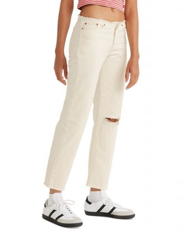 Women's Wedgie Straight-Leg Ripped Waistband Jeans White $37.80 Jeans