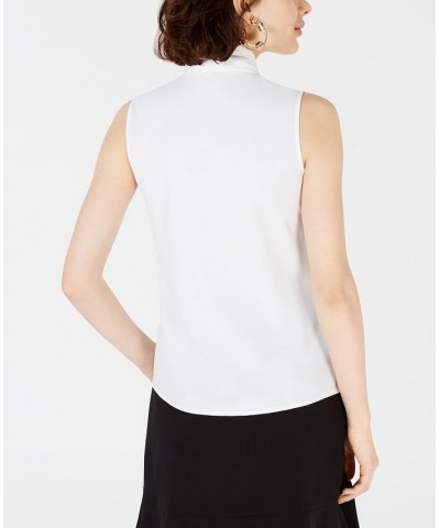 Women's Bow-Neck Sleeveless Blouse White $37.26 Tops