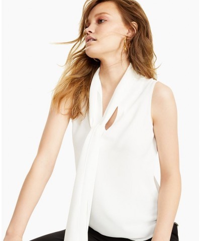 Women's Bow-Neck Sleeveless Blouse White $37.26 Tops