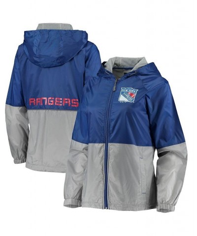 Women's Blue New York Rangers Strike Zone Raglan Hoodie Full-Zip Jacket Blue $43.85 Jackets