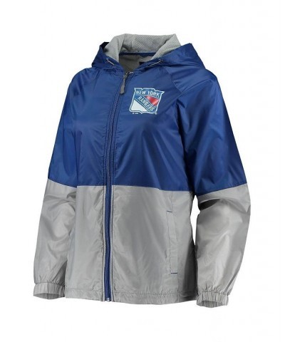 Women's Blue New York Rangers Strike Zone Raglan Hoodie Full-Zip Jacket Blue $43.85 Jackets