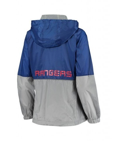 Women's Blue New York Rangers Strike Zone Raglan Hoodie Full-Zip Jacket Blue $43.85 Jackets