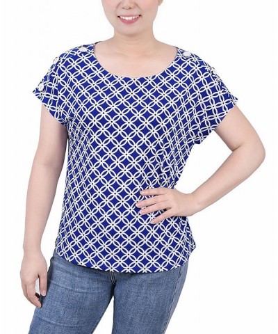 Petite Size Short Extended Sleeve Top Blue $17.05 Tops